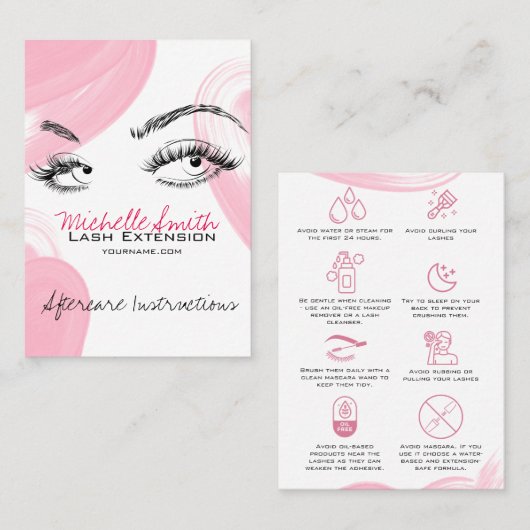 Carte De Rendez-vous Extensions de trait Maquillage Instructions de sui (Devant / Derrière)