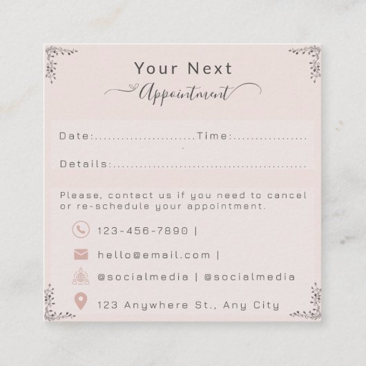 Carte de rendez-vous Eyelash (Dos)