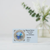 Carte De Rendez-vous Fancy Blue Pansy Beautician (Debout devant)