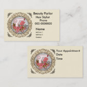 Carte De Rendez-vous Fancy Pink Roses Beautician (Devant / Derrière)