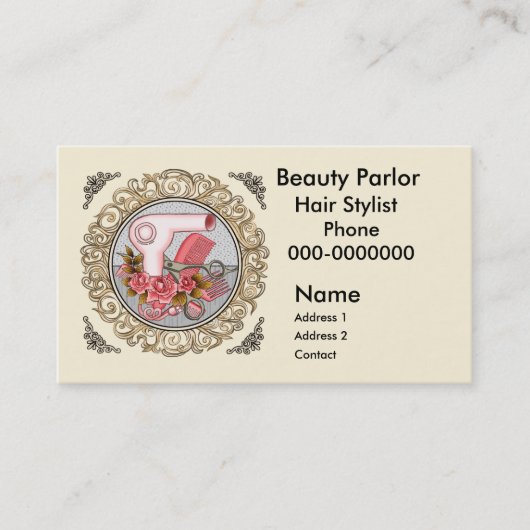 Carte De Rendez-vous Fancy Pink Roses Beautician (Devant)