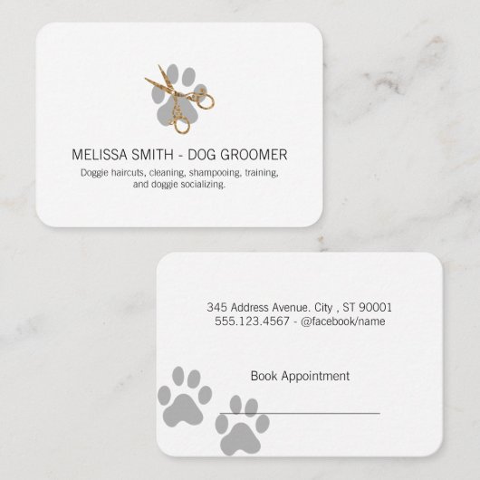 Carte De Rendez-vous Fancy Shears Chien Groomer (Devant / Derrière)