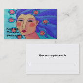 Carte De Rendez-vous Femme aux cheveux pourpres (Devant / Derrière)