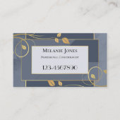 Carte De Rendez-vous Feuilles d'or gris bleu (Devant)