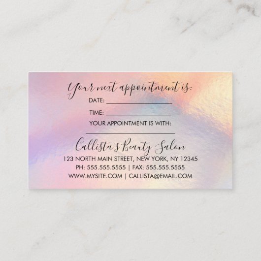 Carte De Rendez-vous Fille rose Parties scintillant Iridescente Ombre (Dos)
