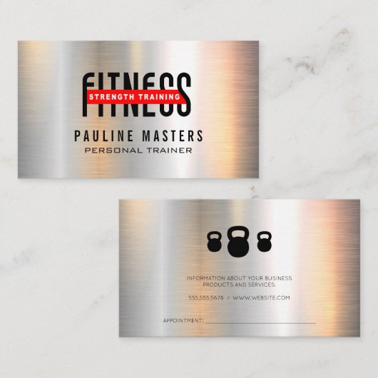 Carte De Rendez-vous Fitness Nutrition | Formateur personnel | Métalliq (Devant / Derrière)