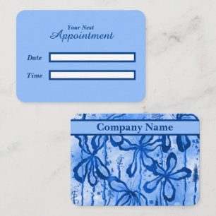 Carte De Rendez-vous Fleurs encrées Bleues