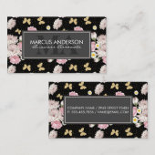 Carte De Rendez-vous Fleurs et papillons de Parties scintillant | Boucl (Devant / Derrière)