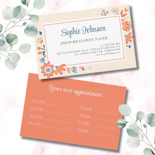 Carte De Rendez-vous Fleurs folkloriques nordiques florales