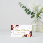 Carte de rendez-vous Floral Burgundy Gold (Debout devant)