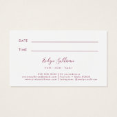Carte de rendez-vous Fuchsia opale design (Dos)