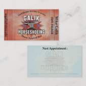 Carte De Rendez-vous Galik Horseshoeing (Devant / Derrière)