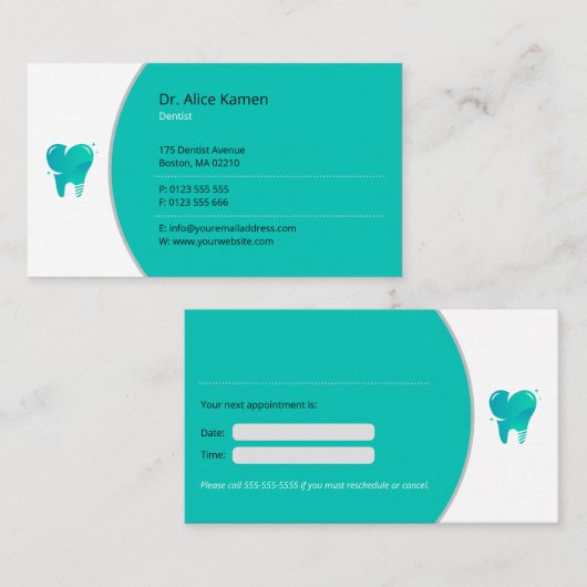 Carte De Rendez-vous General Dentist | Teeth (Devant / Derrière)