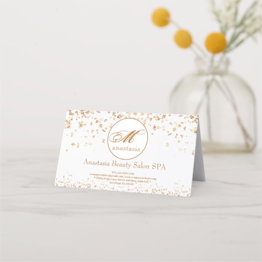 Carte De Rendez-vous Girly Gold Glittery Luxueux Monogramme Beauté Salo (Devant)
