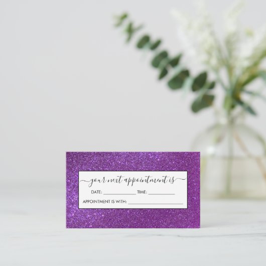 Carte De Rendez-vous Girly Sparkly Royal Purple Parties scintillant (Debout devant)