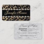 Carte De Rendez-vous Glam Monogram léopard d'or et diamants (Devant / Derrière)