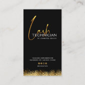 Carte De Rendez-vous Glamorous Black & Gold Lash Tech (Dos)