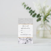 Carte De Rendez-vous Glamorous Silver White Glitter Marble Gradient (Debout devant)