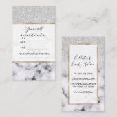 Carte De Rendez-vous Glamorous Silver White Glitter Marble Gradient (Devant / Derrière)