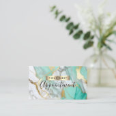 Carte De Rendez-vous Gold Green Marble Makeup Artist (Debout devant)