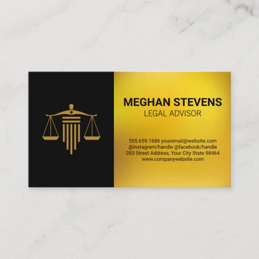 Carte De Rendez-vous Gold Legal Logo | Criminal Justice (Devant)