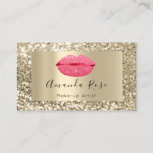 Carte De Rendez-vous Gold MAKE-UP ARTISTE rose KISS PARTIES SCINTILLANT