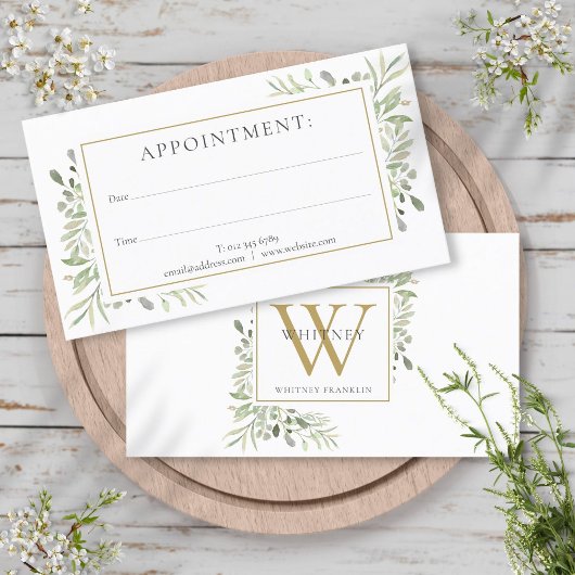 Carte de rendez-vous Gold Monogram Green
