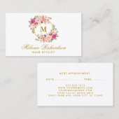 Carte de rendez-vous Gold Rose Floral Hair Stylist (Devant / Derrière)