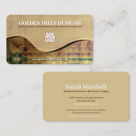 Carte De Rendez-vous Golden Rolling Hills (pack 100) Entreprise (Devant / Derrière)