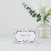 Carte de rendez-vous Gray and Blue Floral Damask (Debout devant)