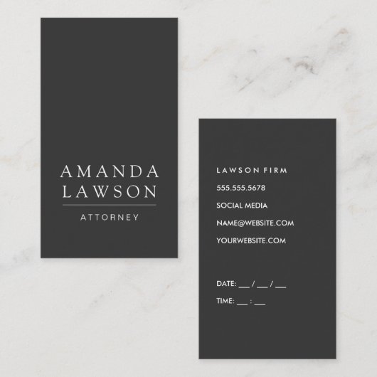 Carte De Rendez-vous Grey lisse (rendez-vous) (Devant / Derrière)