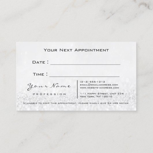 Carte de rendez-vous gris blanc pour les yeux de m (Dos)