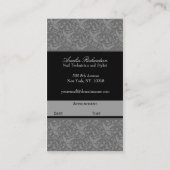 Carte De Rendez-vous Gris élégant de salon de damassé (Dos)