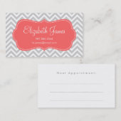 Carte De Rendez-vous Gris et corail Moderne Chevron Stripes (Devant / Derrière)