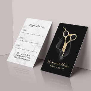 Carte De Rendez-vous Hair Salon Modern Black & Gold Hair Appointment