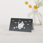 Carte De Rendez-vous Halloween la nuit avec Haunted House, chauves-sour (Dos)
