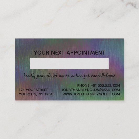 Carte De Rendez-vous Hologramme Holographique Iridescendant en métal br (Dos)