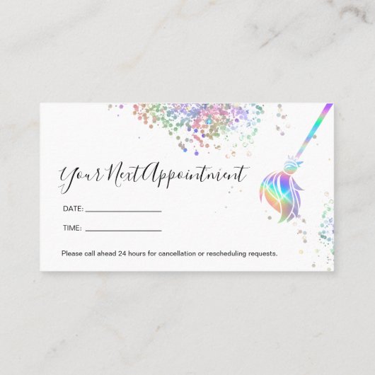 Carte De Rendez-vous Holographe Étincelant Holographe Prochain Appoi (Dos)