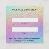 Carte De Rendez-vous Holographic Lash Technician Appointment Card (Dos)