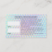 Carte De Rendez-vous Holographic Lashes Before care Appointment Card (Dos)