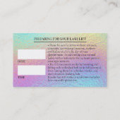 Carte De Rendez-vous Holographic Lashes Before care Appointment Card (Dos)