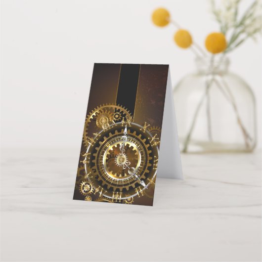 Carte De Rendez-vous Horloge Steampunk avec des engrenages anciens (Devant)