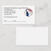 Carte De Rendez-vous Immigration Naturalization Lawyer Appointment Card (Devant / Derrière)