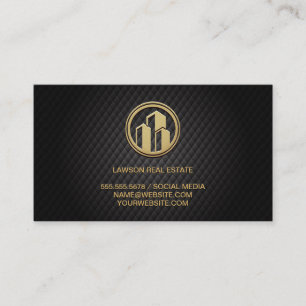 Carte De Rendez-vous Immobilier   Carreaux noirs   Icône d'or