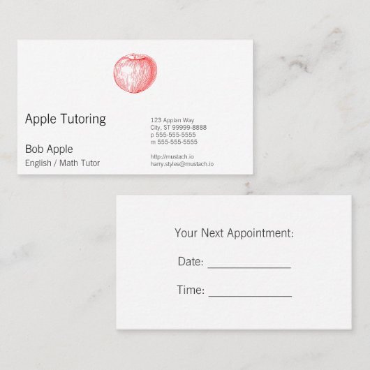 Carte De Rendez-vous Impression typographique rouge Apple d'Apple de (Devant / Derrière)