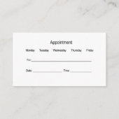 Carte De Rendez-vous Infirmière en soins aigus (Dos)