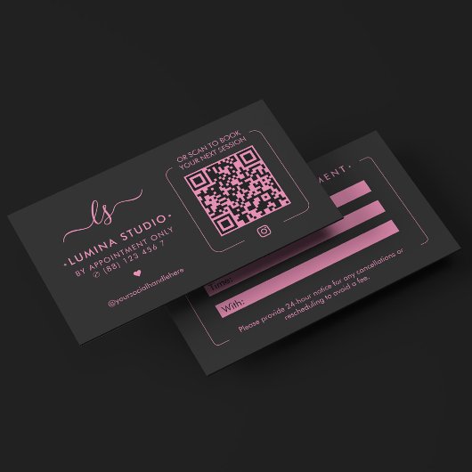 Carte De Rendez-vous Initiales de monogramme de beauté esthétique QR no