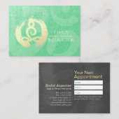 Carte De Rendez-vous Instructeur de Yoga Méditation d'or vert Pose ZEN (Devant / Derrière)