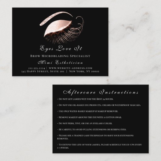 Carte De Rendez-vous Instruction post-traitement de l'extension des cil (Devant / Derrière)