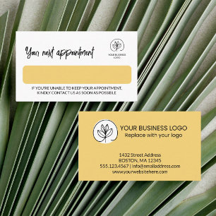 Carte De Rendez-vous Jaune clair et blanc avec votre logo d'entreprise